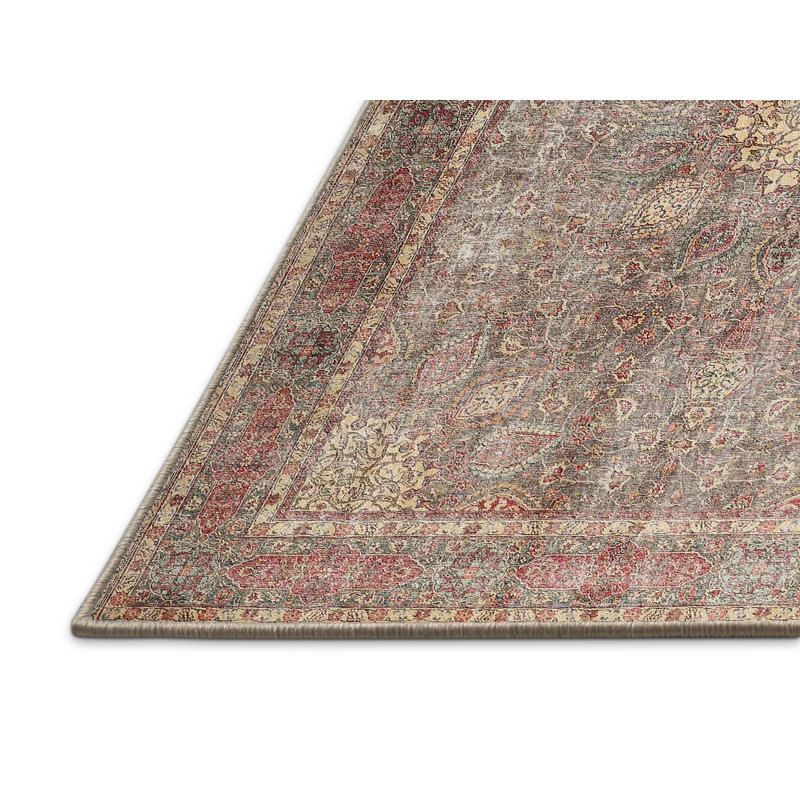 Tapis traditionnel rouge / vert Naiya, Rectangle 4 pi x 6 pi