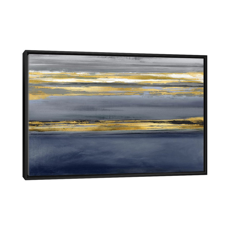 «Parallel Lines Noir», impression sur toile, H 18 po x l 26 po x P 1,5 po, Toile encadrée noire, Pas de tapis