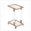 Table basse moderne en forme de C en or avec plateau en verre trempé, facile à nettoyer, mobile pour la maison et amp; Bureau