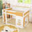 Wooden Bunk Bed with Built-In Storage Shelves, Ladder and Guardrails-735969590