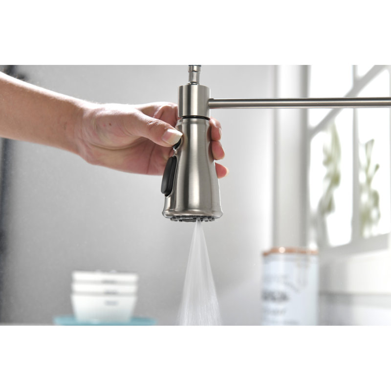 Robinet de cuisine tactile avec douchette extractible, Nickel brossé