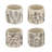 Gray Sand and Cement Planters with Brown Botanical Motifs