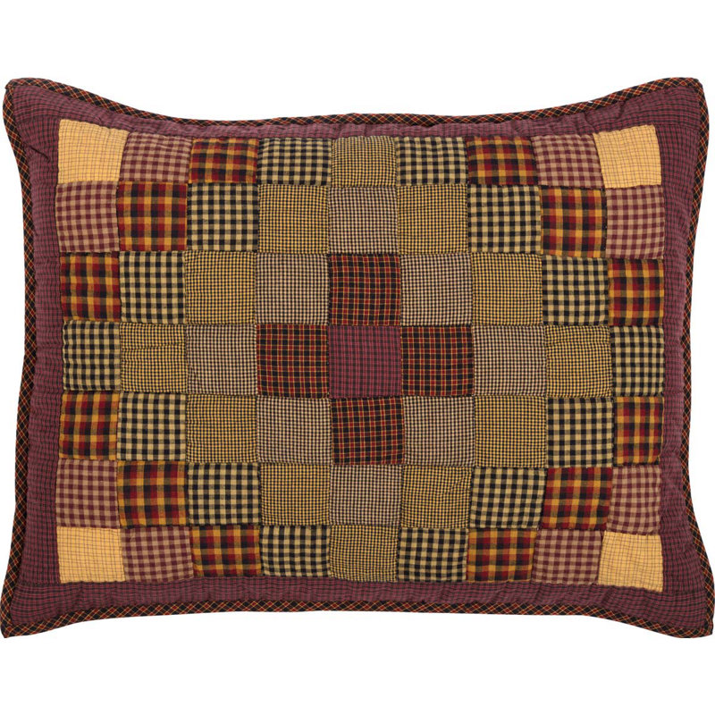 Heritage Farms Burgundy Mustard Cotton Patchwork Standard Sham