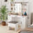 LED Vanity Set With Sliding Mirror, Built-In Power Outlets & Storage (Included Stool)