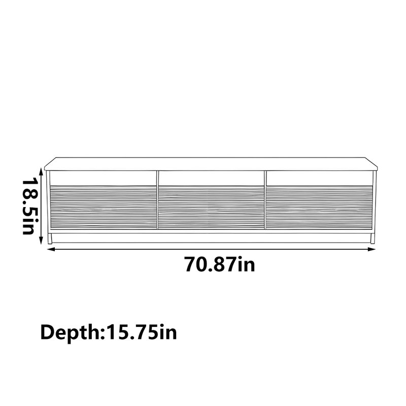 All solid wood storage TV cabinet, 70.87"