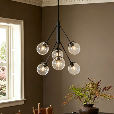 6 - Light Glass Globe Chandeliers Pendants Light