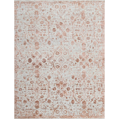 High-Quality Hand-Knotted Beige And Copper Area Rug