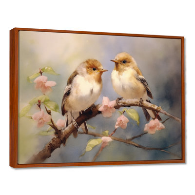 Beige and Brown Sparrow Birds III - Bird Framed Canvas Print