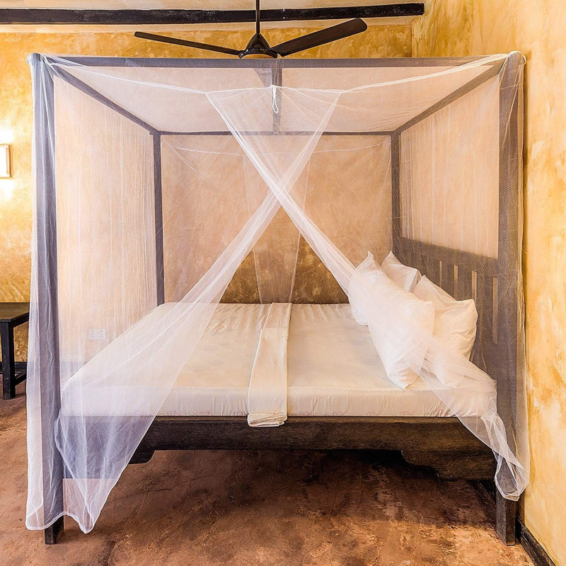 Mosquito Net for Single to King-Sized Beds 2 Side Openings 6 Hanging Loops