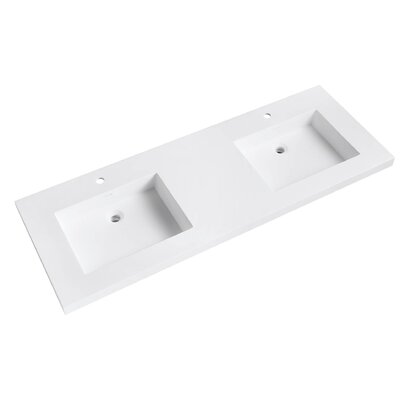 VersaStone 61"" Double Bathroom Vanity Top in White Matte with Sink -  Avanity, VUT61WT