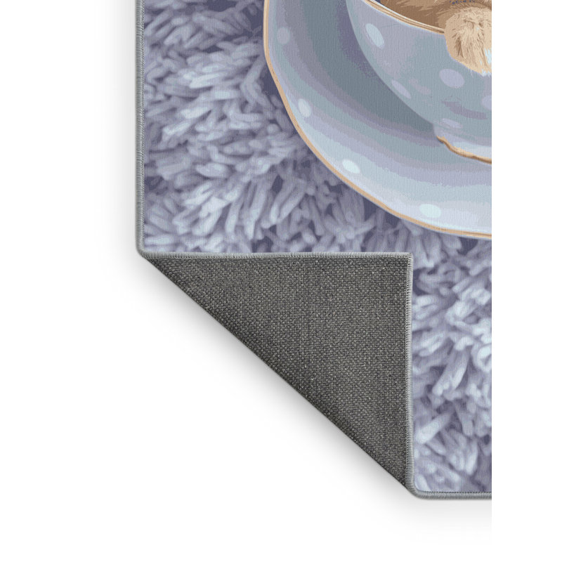 Soft Plush Farkas Easter Modern & Contemporary Abstract Area Rug in Gray – SkyBlue Binding, 4x6