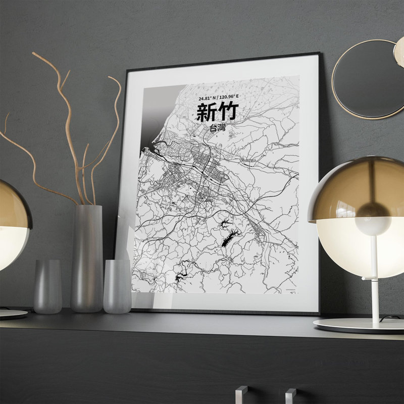 Hsinchu (chinois traditionnel), impression sur toile tendue, Noir / blanc