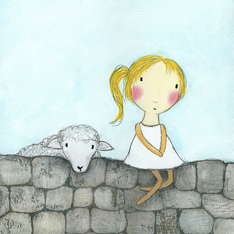 Girl With Lamb by Carla Sonheim - Wrapped Canvas Painting, 91cm H x 91cm W