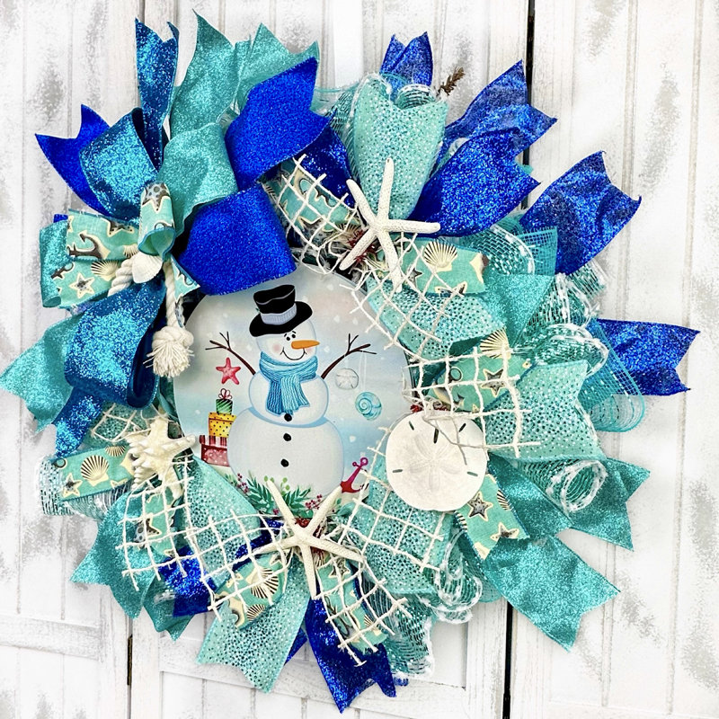 Couronne en maille 20 po Coastal Christmas