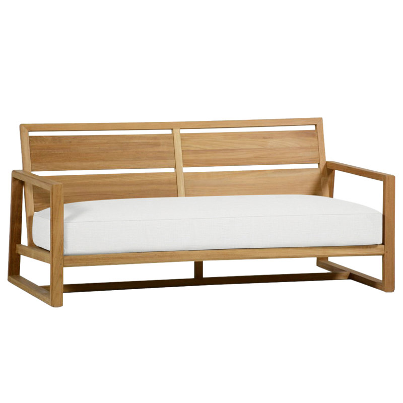 Avondale Teak Loveseat - Natural Teak, No Welt, Rollo Lace, Natural Teak