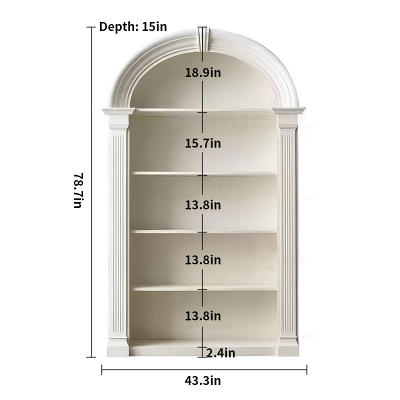 Bibliothèque ouverte minimaliste en forme d'arche à 5 niveaux