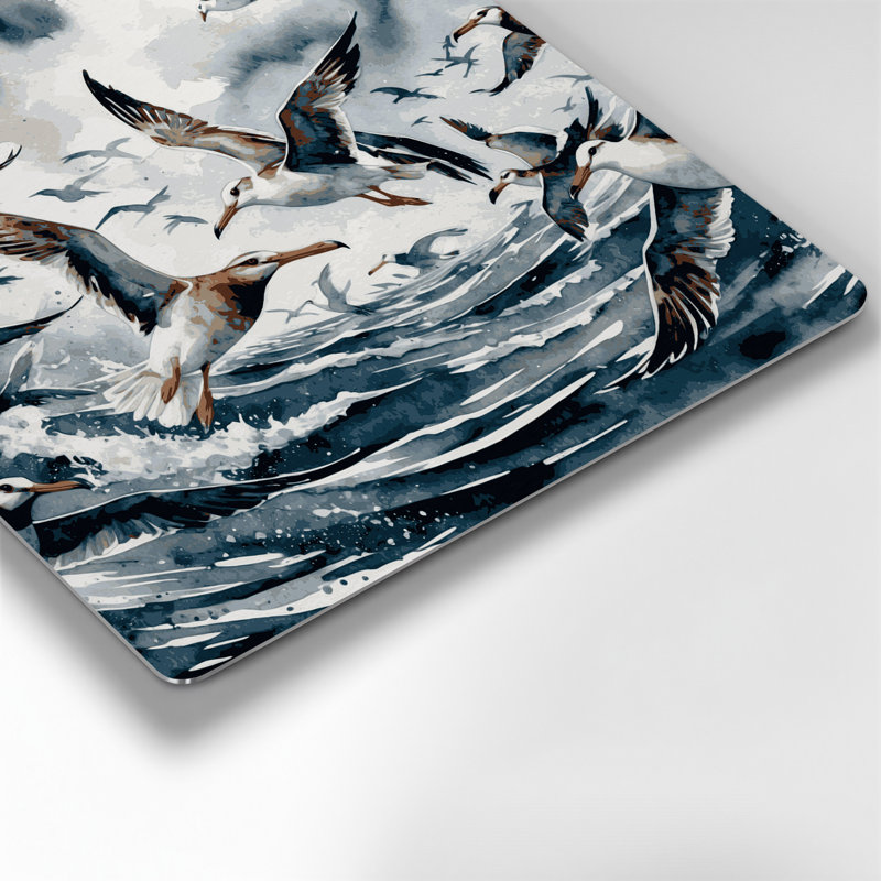 Oiseaux, art mural vert métal Fulmar, H 384 po x l 384 po x P 0,05 po