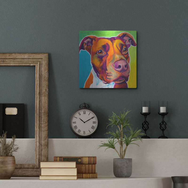 «Pit Bull - Red» par Dawg Painter, H 12 po x l 12 po