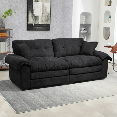 Canapé 84 po en chenille 84 po avec 2 coussins décoratifs et mousse à mémoire de forme pour salon