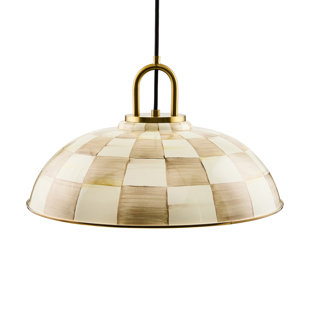 Mocha Check Dome Pendant Lamp