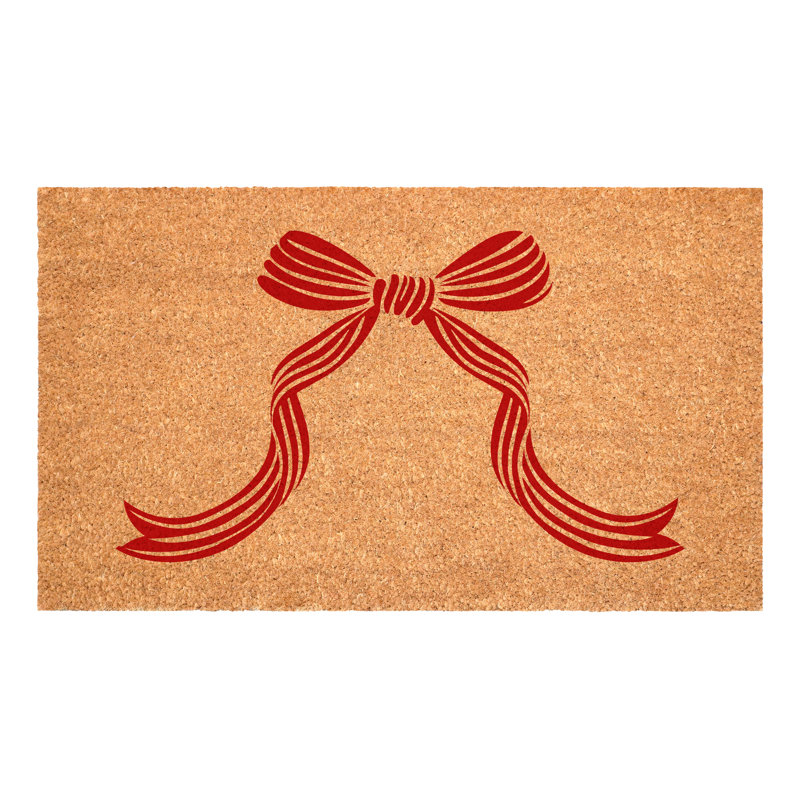 Red Scarlet Bow Doormat, 17" x 29", 17"x29"