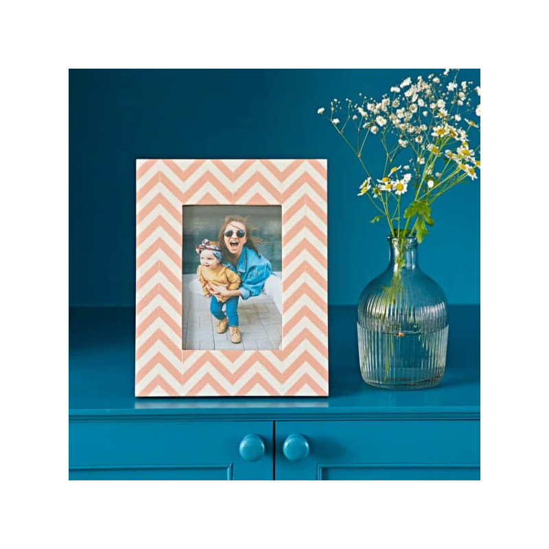 Pink/White Solid Wood Picture Frame, 12.7cm x 17.78cm