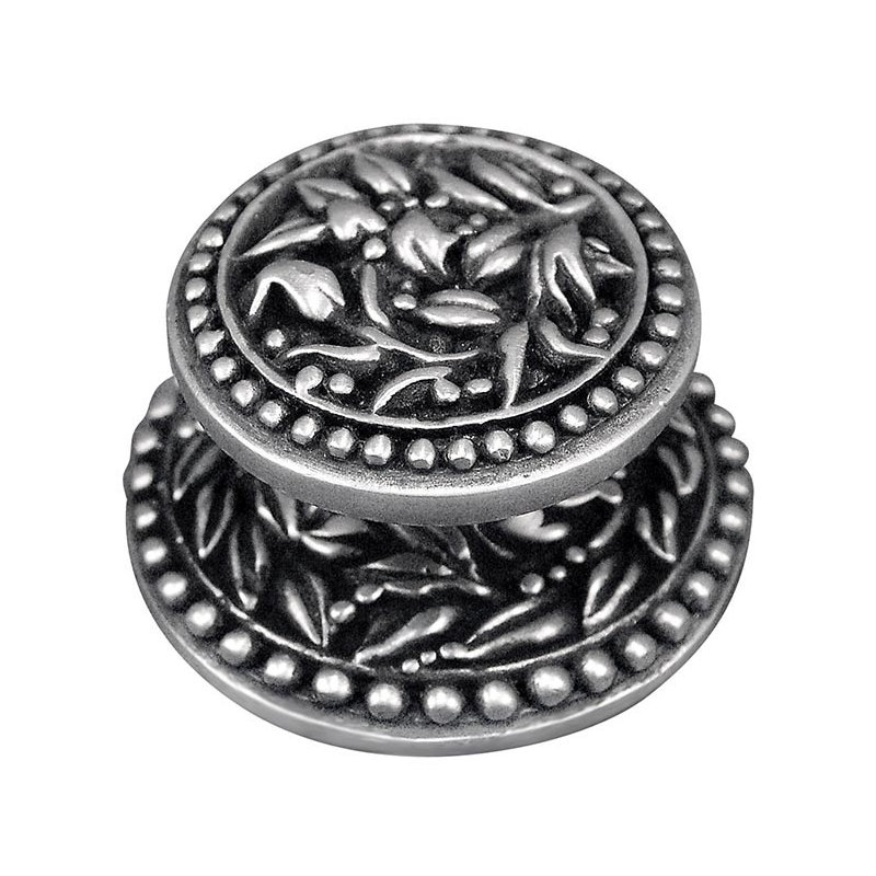 San Michele 1 1/4" Diameter Mushroom Knob, 1" H x 1" W x 0.875" D, Antique Silver