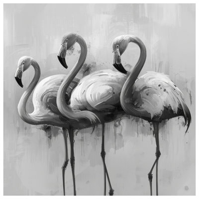 Monochrome Flamingo Trio Quilted Bedspread All Sizes