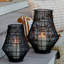 Ivyline Outdoor Portofino Curve Wirework Lantern 40cm Solar Powered Hurricane Lantern