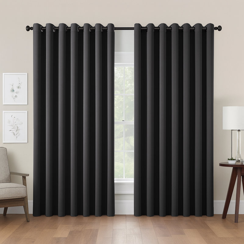 Kalynn 100% Blackout Eyelet Semi Sheer Synthetic Window Curtain Pair, 168 W x 183 D cm, Dark Grey