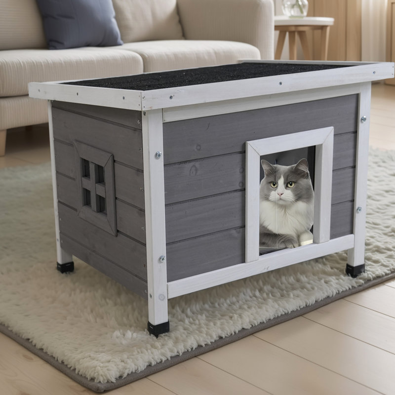 Maison pour petits animaux gris - facile à assembler et lapin en bois massif offrant une maison confortable pour les lapins