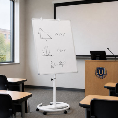 Tableau blanc magnétique réglable réglable, chevalet effaçable à sec portatif avec support circulaire et roulettes, pour salle de classe, bureau et école à la maison