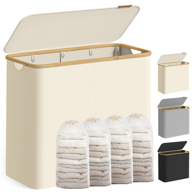 Fabric Laundry Hamper with Handles, White