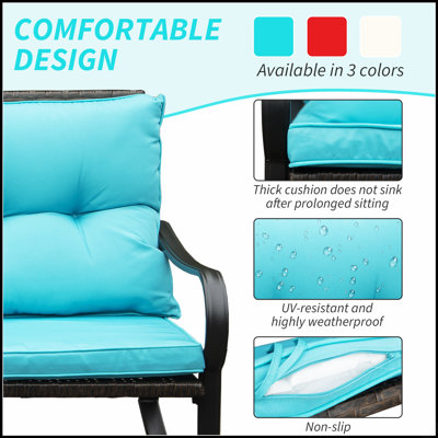 Ensemble de conversation de terrasse confortable en métal pour 2 personnes avec coussins pour la détente et la durabilité