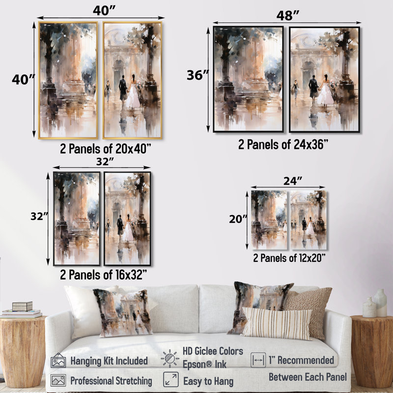 «Fashion Impressionist Elegance II», ensemble d'art mural glamour, 40" H x 40" W, Impression encadrée flottante, Black