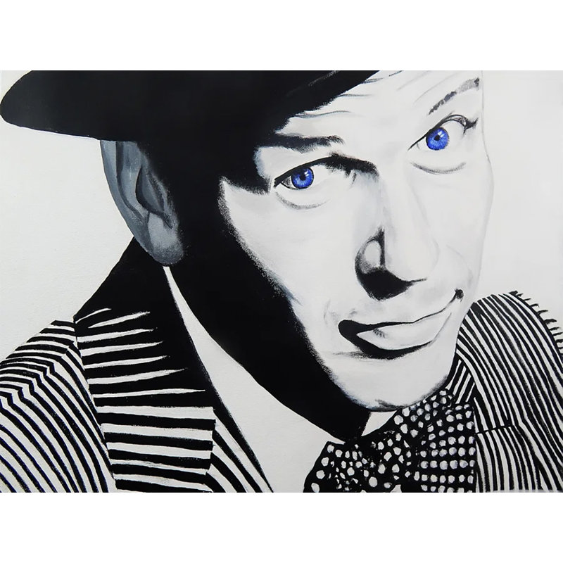«Frank Sinatra», reproduction de peinture acrylique encadrée, H 12 po x l 16 po x P 1,5 po, Toile tendue