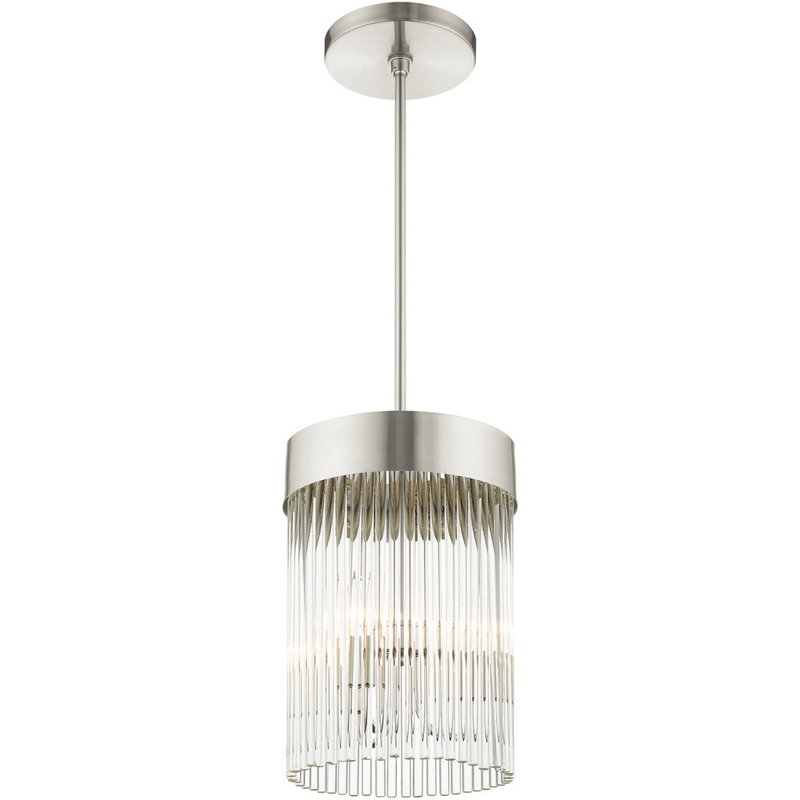 Lustre cylindrique à 3 lumières DEL, Nickel brossé