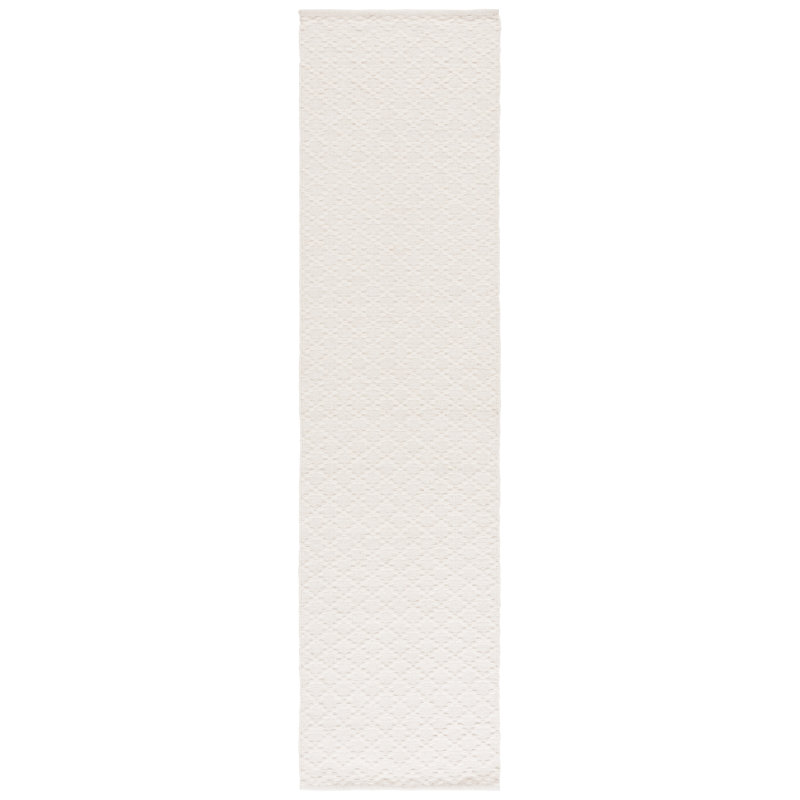 Shirebrook Hand Woven Wool/Cotton Geometric Rug in Ivory, Runner 2'3" x 9'