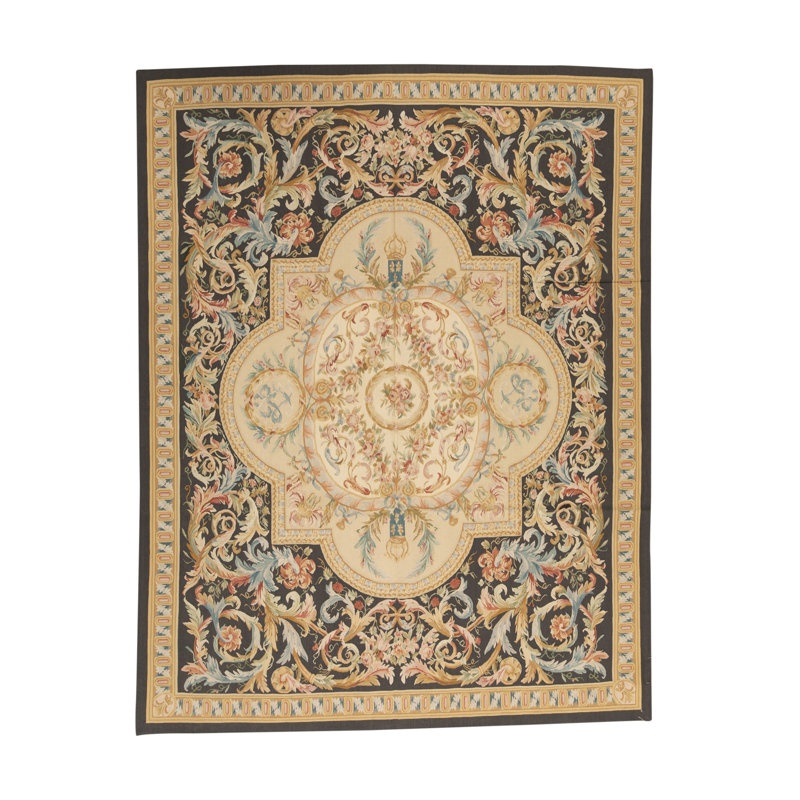 Hand-Knotted High-Quality Cream and Gray Area Rug