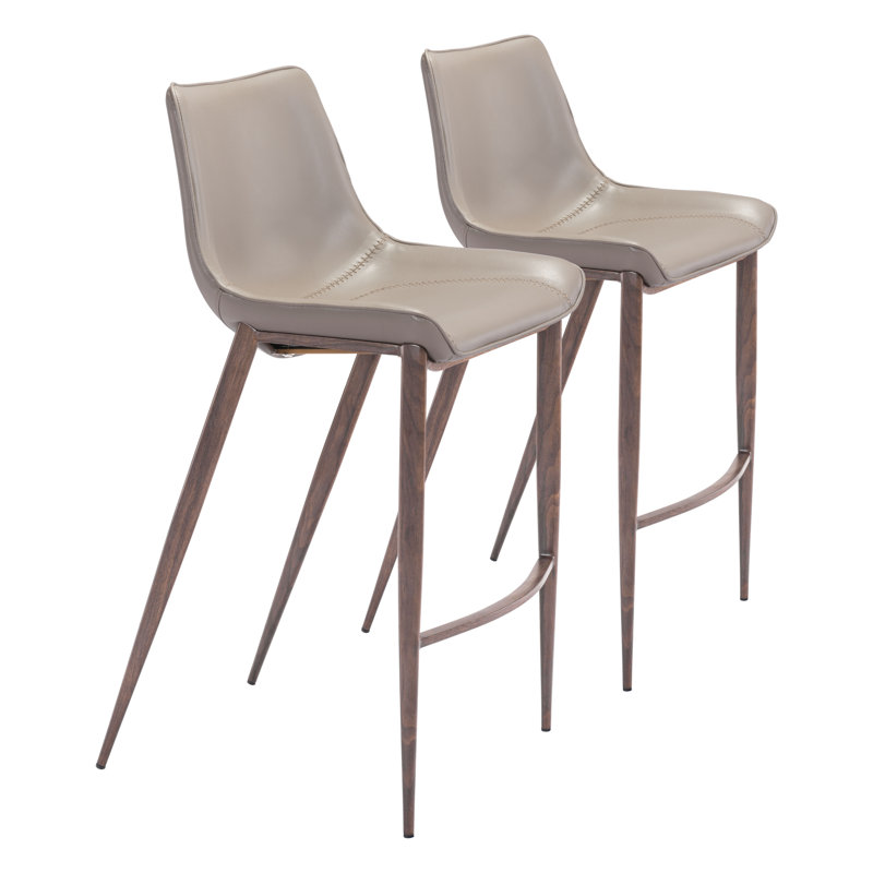 Tabouret de bar Magnus, Gris, Noyer