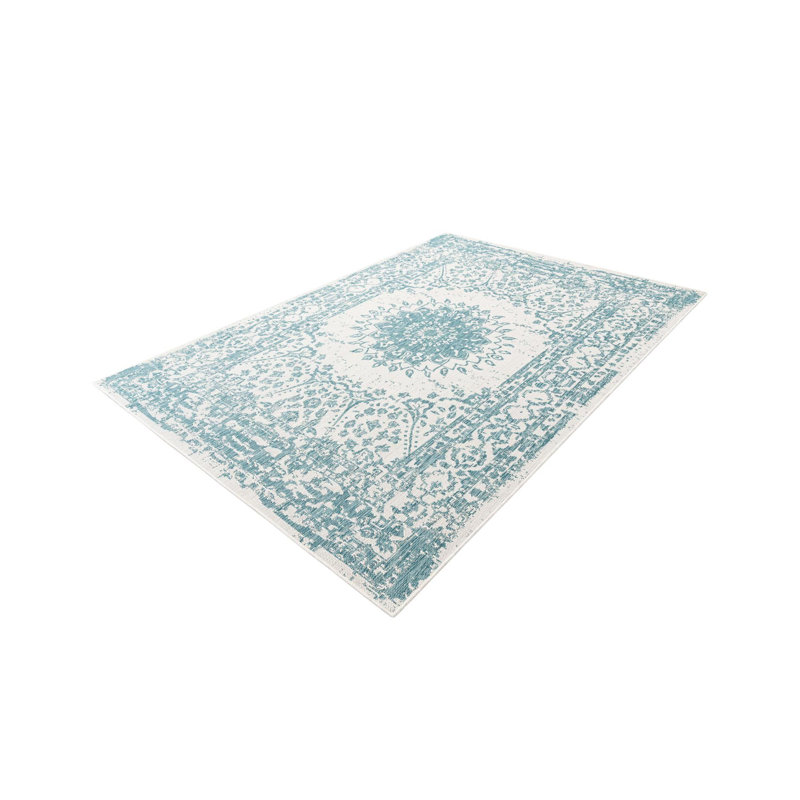 Contemporary Hintz Area Rug Aqua Color, Rectangle 2' x 3'1"