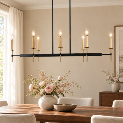8-Light Kitchen Island Linear Pendant