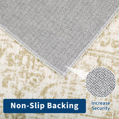 Tapis de salon 8 x 10 Tapis rétro lavables Tapis antidérapant facile à nettoyer Tapis antidérapant pliable pour chambre d'enfant Beige / Taupe