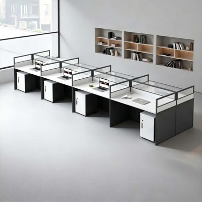 8 Person Cubicle Desk With File Cabinets And 43h Panels