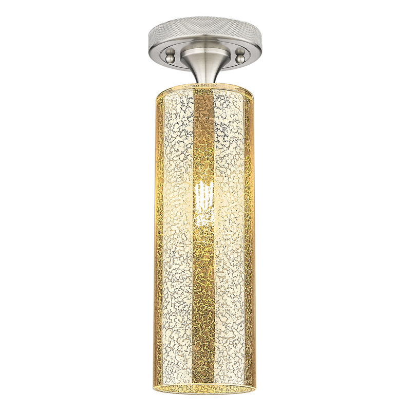 Plafonnier encastré 1 lumière Crown Point, Nickel satiné, H 12 po x l 3,88 po x P 3,88 po, Mercure