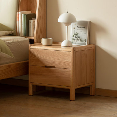 Solid Oak Nightstand with  Drawers-Single