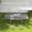 Table de salle à manger extensible pour patio, gris foncé, 104 cm à 211 cm, structure en aluminium et plateau en acier imitation bois. Table extensible de 183 cm à 211 cm avec plateau.