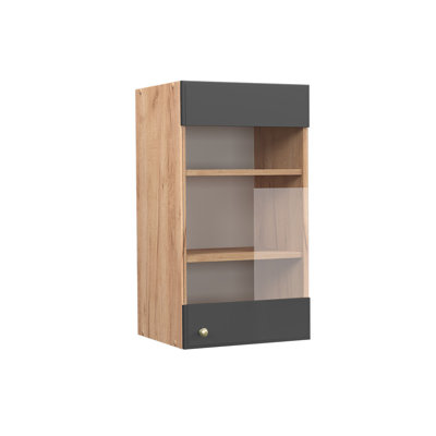 Glass Cabinet Anthracite/Green, Country House Style
