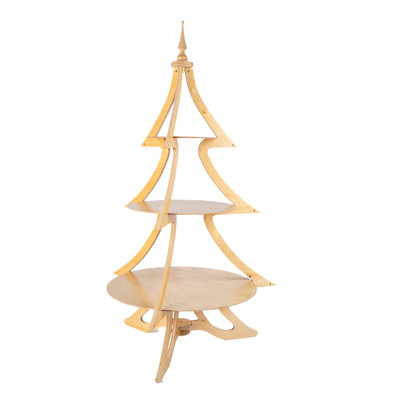 Arbre de Noël artificiel en bois 4 pi avec trois tablettes