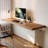 Burlywood Rectangular Solid Wood Floating Desk-885842631